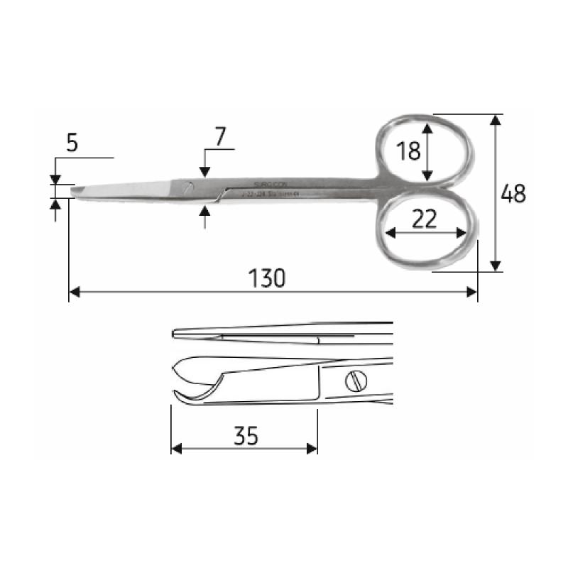 Ножиці J-22-224 Spencer для зняття шовного матеріалу, 13 cм, прямі